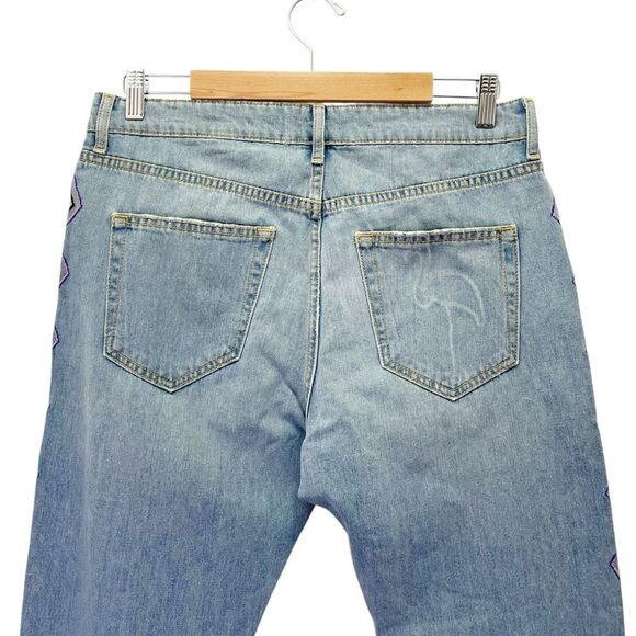 Sandrine Rose Embroidered Boyfriend Jeans Size 28 | 6 Handmade in LA Boho Chic - Picture 11 of 14
